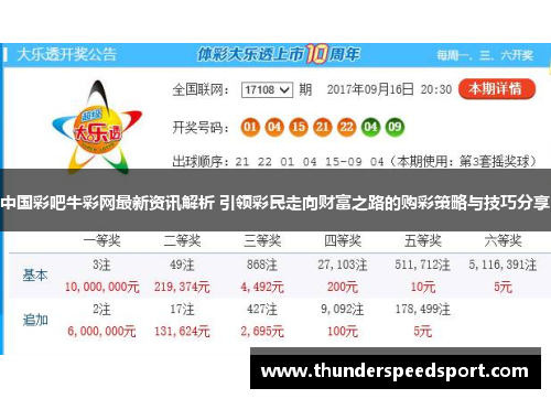 中国彩吧牛彩网最新资讯解析 引领彩民走向财富之路的购彩策略与技巧分享