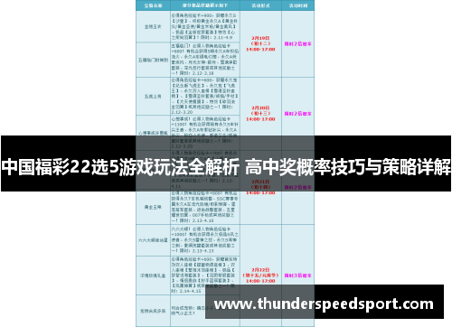 中国福彩22选5游戏玩法全解析 高中奖概率技巧与策略详解